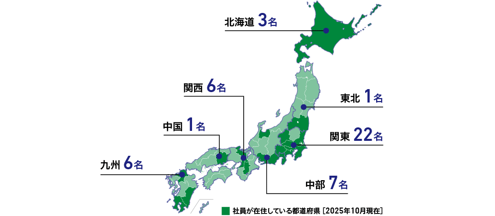 完全在宅勤務だから全国各地に社員がいます