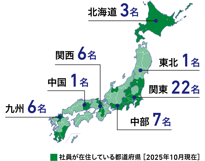 完全在宅勤務だから全国各地に社員がいます